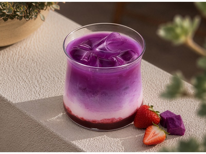 Ice Strawberry Ube Latte